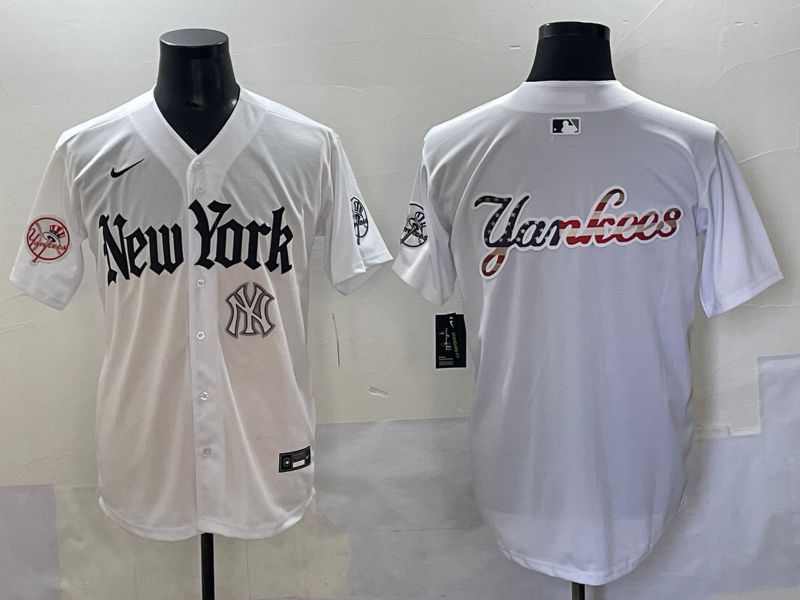 Men 2025 New York Yankees Blank White Five generations Joint Name Nike MLB Jersey style 121